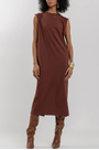 Vestido Midi Cha Em Algodao Com Drapeado Lez a Lez